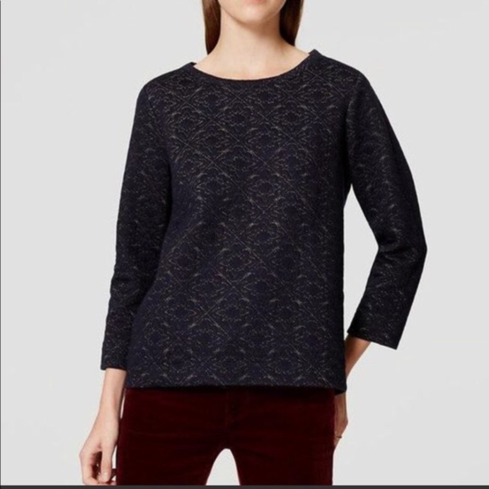 Loft Shimmery 3/4 Sleeve Sweatshirt